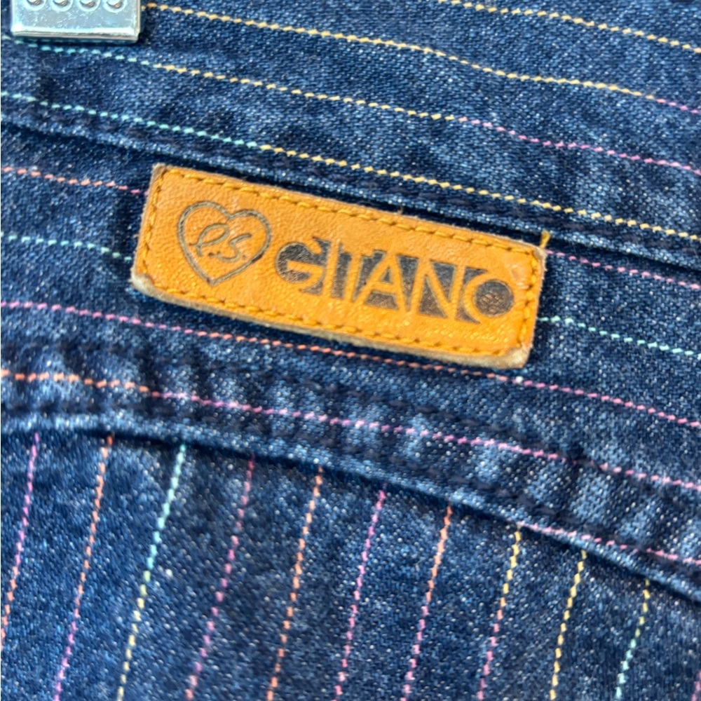Gitano Dark Blue Straight Leg Jeans with Multicolor Stitching